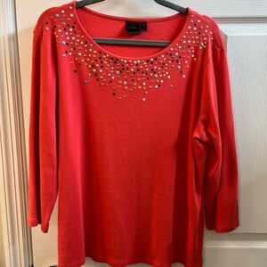 Rafaella  3/4 Sleeve Embellished Blouse